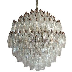 Murano Lysekrone - 140 glas - Klar Mat guld uden patinering