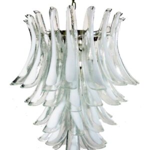 Murano Lysekrone - 52 Kronblade - Klar Krom blank