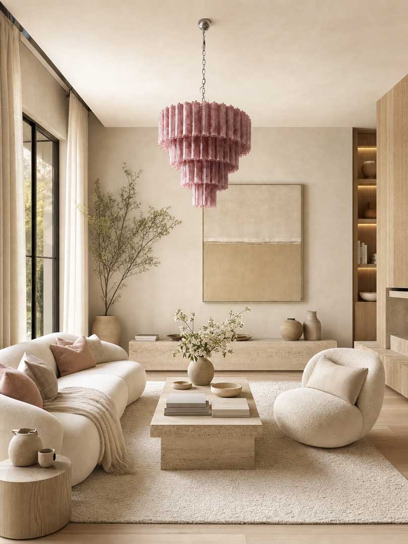 Murano Lysekrone - 78 tuber - Alabaster Rosa Krom patineret 1 Murano Lysekrone - 78 tuber - Alabaster Rosa Krom patineret