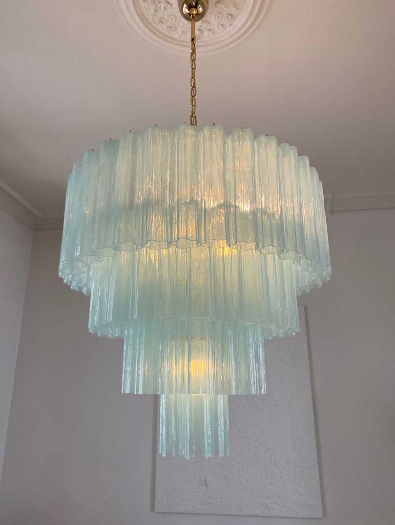 Murano Lysekrone - 78 tuber - Opal Blank guld 1 Murano Lysekrone - 78 tuber - Opal Blank guld