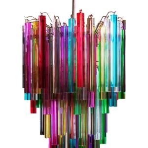 Murano Lysekrone - 92 prismer - Multi Krom patineret