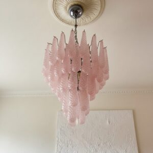 Murano Lysekrone - Kogle - 52 glasblade - Rosa Krom patineret