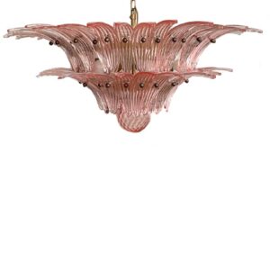 Murano Lysekrone - Palmette - 58 glas - Rosa Mat guld uden patinering