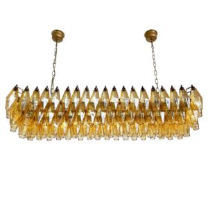 Murano Lysekrone - Poliedri - 138 glas - Rav Mat guld patineret