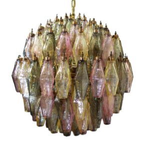 Murano Lysekrone - Poliedri - 140 glas - Multi Mat guld patineret