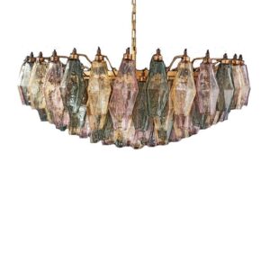 Murano Lysekrone - Poliedri - 185 glas - Multi Mat guld patineret