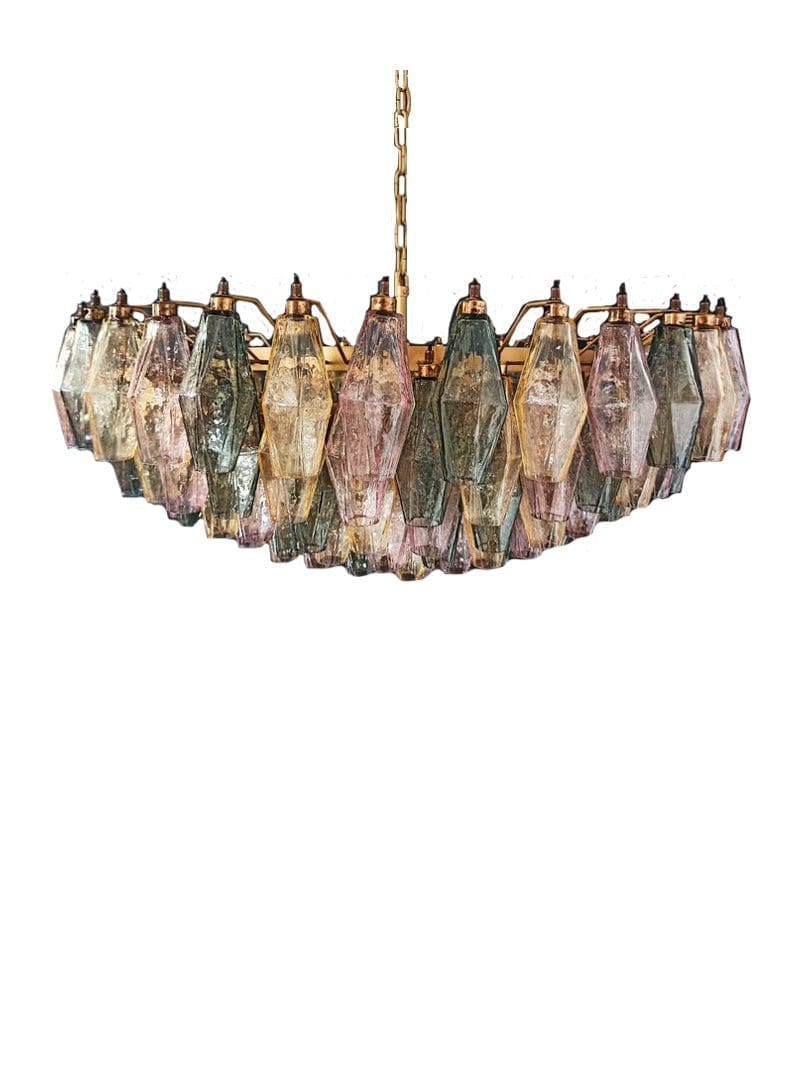 Murano Lysekrone - Poliedri - 185 glas - Multi Mat guld patineret 1 Murano Lysekrone - Poliedri - 185 glas - Multi Mat guld patineret