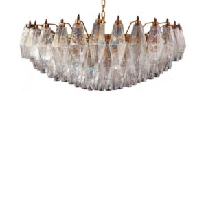 Murano Lysekrone - Poliedri - 185 glas - Perlemor Mat guld patineret