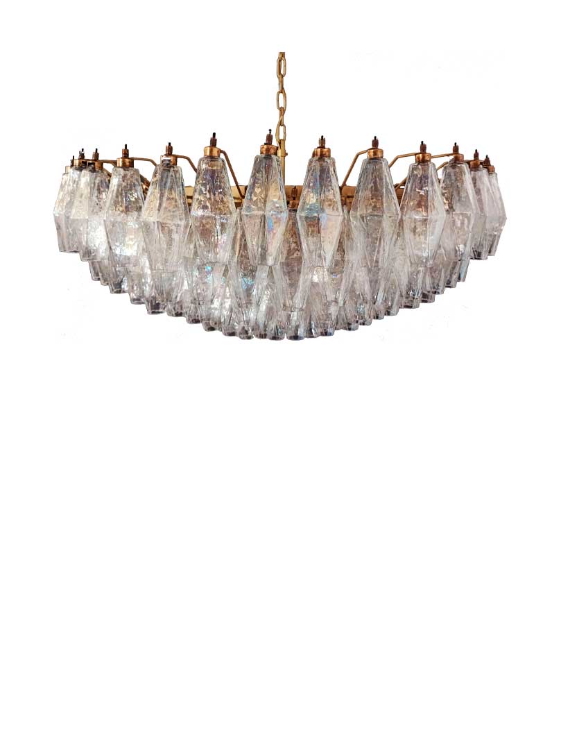 Murano Lysekrone - Poliedri - 185 glas - Perlemor Mat guld patineret 1 Murano Lysekrone - Poliedri - 185 glas - Perlemor Mat guld patineret