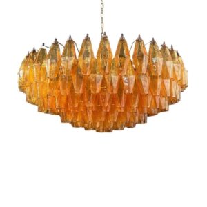 Murano Lysekrone - Poliedri - 185 glas - Rav Mat guld uden patinering