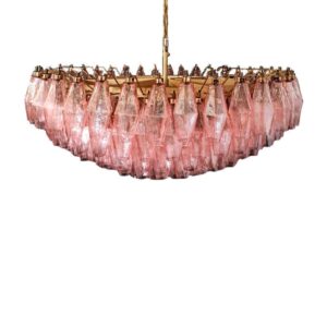Murano Lysekrone - Poliedri - 185 glas - Rosa Mat guld patineret