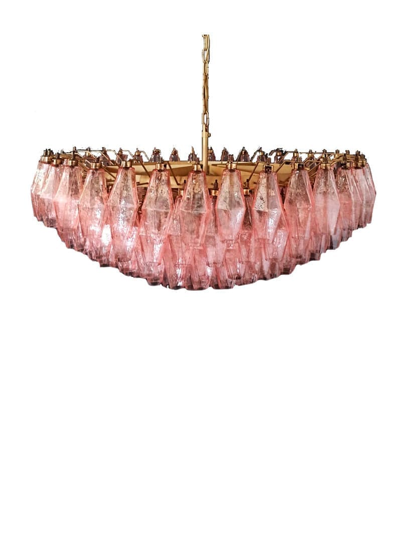 Murano Lysekrone - Poliedri - 185 glas - Rosa Mat guld patineret 1 Murano Lysekrone - Poliedri - 185 glas - Rosa Mat guld patineret