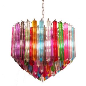 Murano Lysekrone - Spids - 163 prismer - Multi Krom patineret
