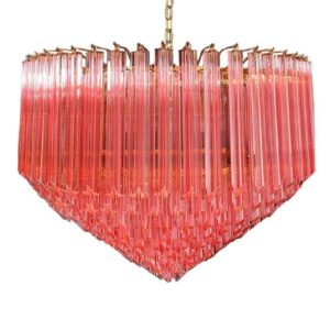 Murano Lysekrone - Spids - 265 prismer - Rosa Krom patineret