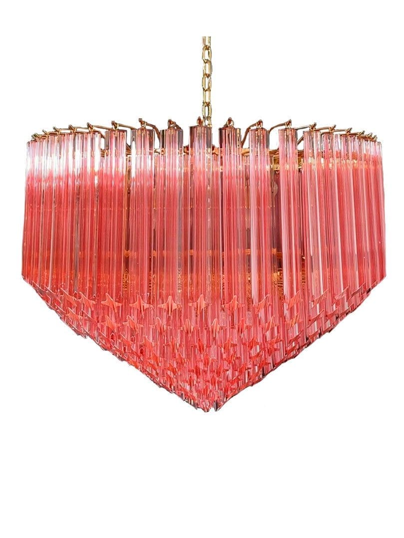 Murano Lysekrone - Spids - 265 prismer - Rosa Krom patineret 1 Murano Lysekrone - Spids - 265 prismer - Rosa Krom patineret