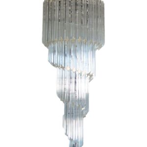 Murano Lysekrone - Spiral - 86 prismer - Klar Krom patineret