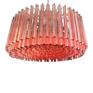 Murano Lysekrone - Triedri Rund - 265 prismer - Rosa/pink Krom patineret