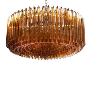 Murano Lysekrone - Triedri Rund - 391 prismer - Rav Krom patineret
