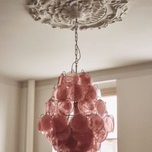 Murano lysekrone - 87 Disks - Pink alabaster Krom patineret