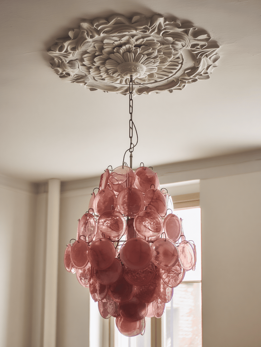 Murano lysekrone - 87 Disks - Pink alabaster Krom patineret 1 Murano lysekrone - 87 Disks - Pink alabaster Krom patineret