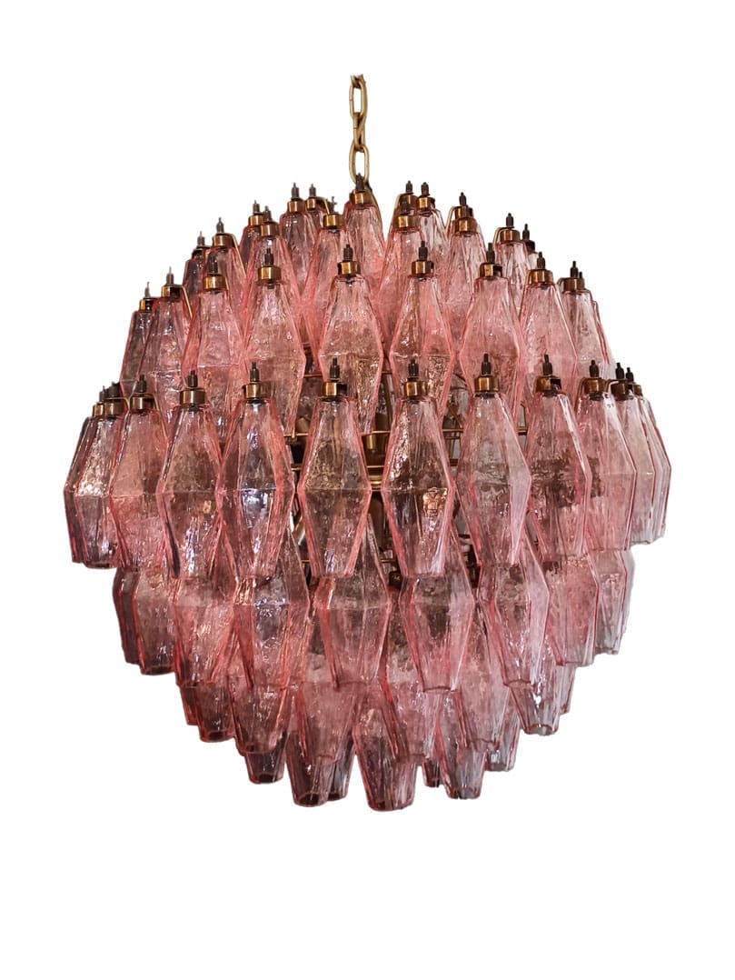 Murano lysekrone - Poliedri - 140 glas - Rosa Mat guld patineret 1 Murano lysekrone - Poliedri - 140 glas - Rosa Mat guld patineret