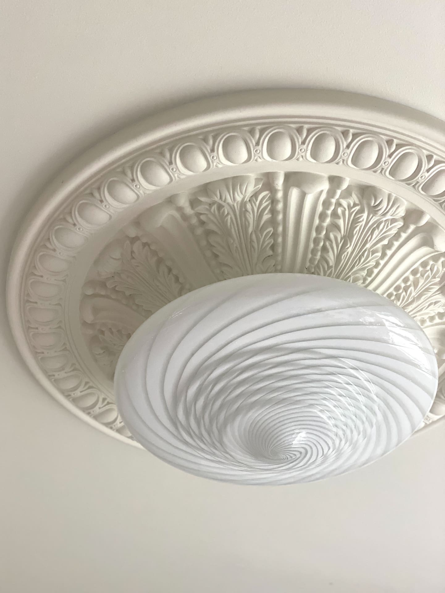 Vintage Murano hvid swirl lofts/væg lampe - 40 cm 1 Vintage Murano hvid swirl lofts/væg lampe - 40 cm
