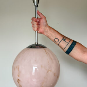 Art Deco - Marmoreret Glas Pendel - Rosa