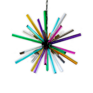 Murano Lysekrone - Sputnik - 30 prismer - Multi