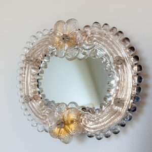 Vintage Venetiansk Murano-spejl - Petali - Transparent/Gul