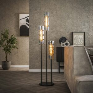 Baldo - Gulvlampe i metal og forkromet glas Levering med pære(r)