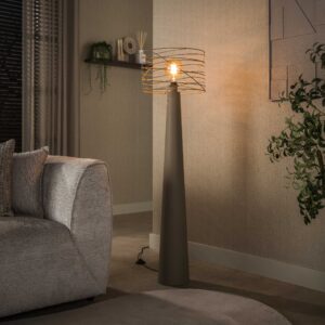 Curly - Gulvlampe i beige metal Levering uden pære
