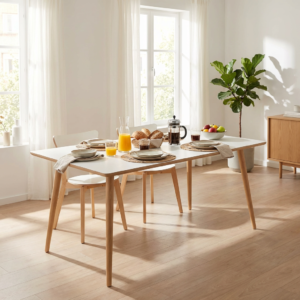 DT 110 - Spisebord i hvid laminat med egeben 150 X 90 CM