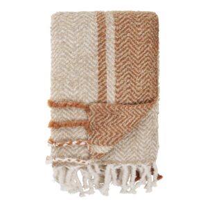 House Nordic - Almora Plaid - beige/gylden orange, 130x180 cm
