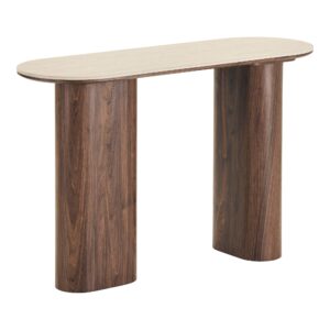 House Nordic - Delphi Konsolbord - keramik bordplade, travertin/mørkebrun, 40x120x78 cm