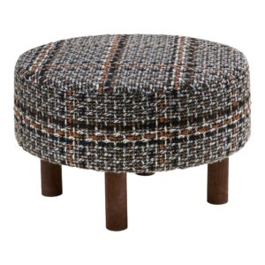 House Nordic - Falkirk Puf - sort, brune ben, ø50x36 cm
