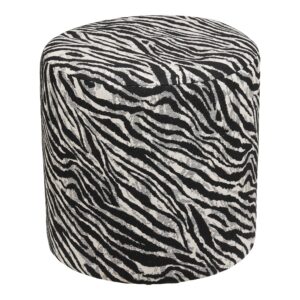 House Nordic - Kimberley Puf - jacquard, sort/hvid, ø40x40 cm