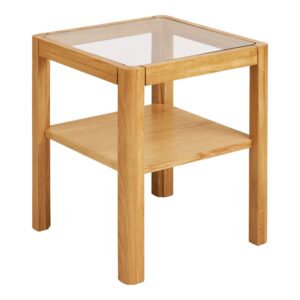 House Nordic - Lourmarin Hjørnebord - eg/egefiner/hærdet glas, natur, 40x40x45 cm