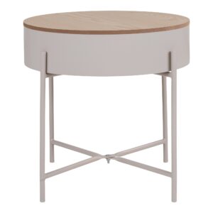 House Nordic - Sisco Hjørnebord - beige stel, natur top, ø40x40 cm