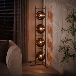 Iris- Gulvlampe i brunt glas og bronze farvet metal Levering uden pære