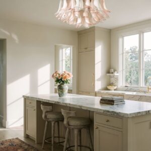 Murano Loftslampe 64 Kronblade Rosa/Klar Krom blank