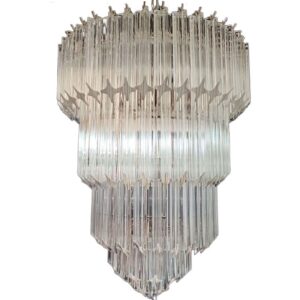 Murano Lysekrone - 112 prismer - Klar Krom blank