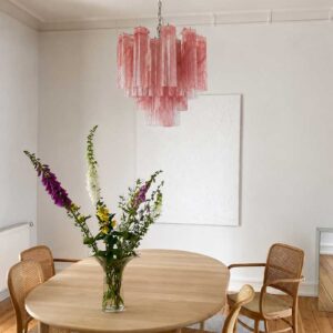 Murano Lysekrone 36 tuber Alabaster Rosa Krom blank