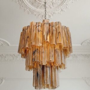 Murano Lysekrone - 48 tuber - Alabaster Rav/Sort Krom blank