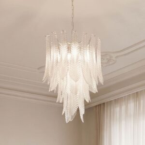 Murano Lysekrone - 52 Felci - Transparent Krom blank
