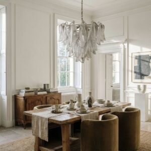 Murano Lysekrone 57 Rondini Klar Krom blank