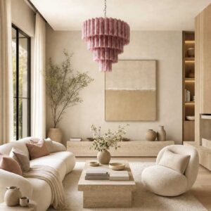 Murano Lysekrone 78 tuber Alabaster Rosa Krom blank