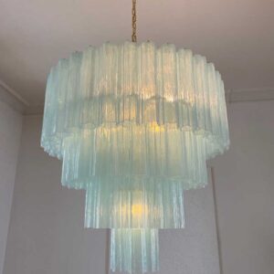 Murano Lysekrone 78 tuber Opal Krom blank