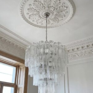 Murano Lysekrone - 80 tuber - Transparent - Quadrati Krom blank