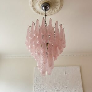 Murano Lysekrone - Kogle - 52 glasblade - Rosa Krom blank
