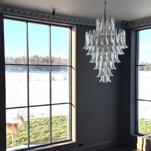 Murano Lysekrone Kogle 85 glasblade Klar Krom blank
